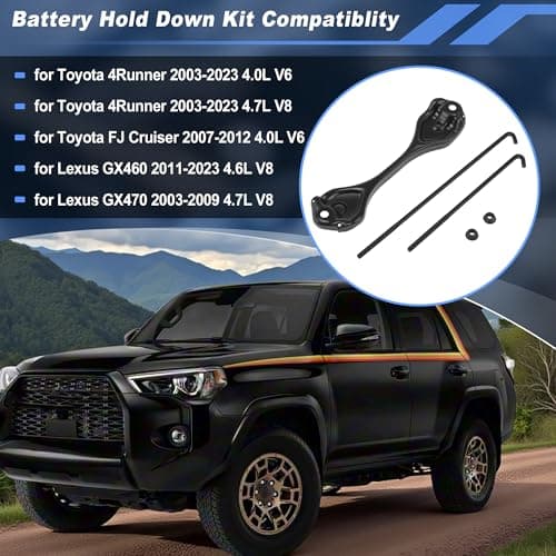 INFINAUTO Battery Mounting Bracket with J-Bolts Nuts for Toyota 4Runner 2003-2023 for Toyota FJ Cruiser Battery Clamp Hold Down Bracket for Lexus GX460 GX470 No.74481-26020