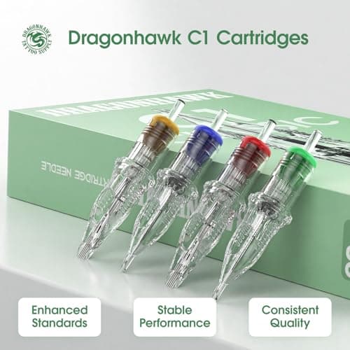 Dragonhawk Tattoo Needle Cartridges - 20PCS Disposable 1215RM Round Magnum Tattoo Needles with Membrane, Professional Cartridge Needles for Shading Work, Compatible with All Rotary Pen Tattoo Machines — view 5