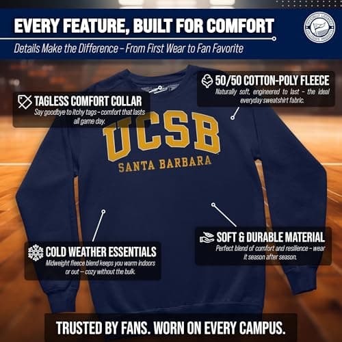 UCSB Sweatshirt Fleece Crewneck for Men and Women - Navy, Small — view 2