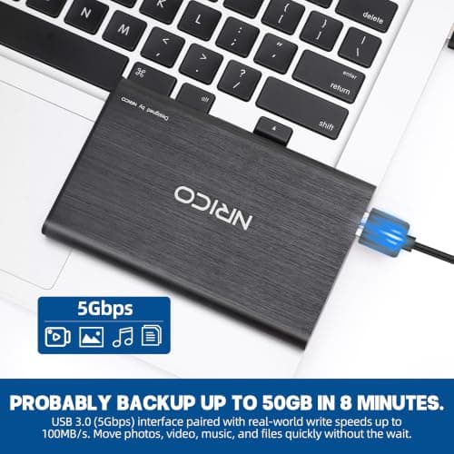 NRICO Ultra Slim 320GB Portable External Hard Drive USB3.0 HDD Storage Compatible for PC, Desktop, Laptop,Mac,PS4, Xbox one (Black, 320, GB) — view 3
