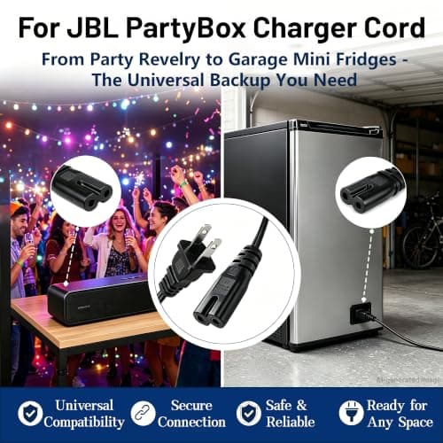 for JBL PartyBox 110 Charger Power Cord: 2 Prong AC Cable for Speaker — view 5