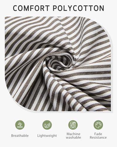 Syntus Apron for Men Women, Adjustable Cooking Kitchen Chef Aprons with 2 Pockets, Basic Stripe Black Brown, 2 Polycotton — view 2