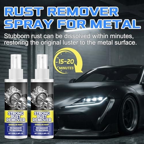 DZCKTFYGRT Rust Remover Spray for Metal, Multipurpose Rust Stain Remover, Heavy Duty Metal Cleaner, Rust Remover Spray, for Metals, Tools, Cars, Chains,Iron Out Rust Remover (2pcs)