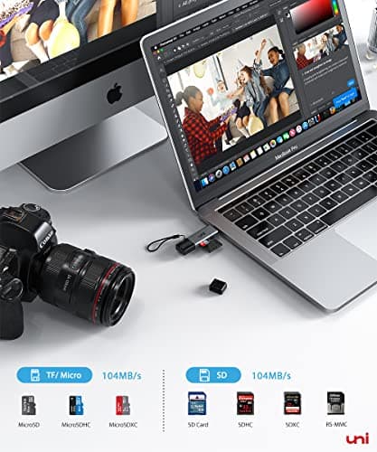 uni SD Card Reader, High-Speed USB C to Micro SD Card Adapter USB 3.0 Dual Slots, Memory Card Reader for SD/Micro SD/SDHC/SDXC/MMC, Compatible with MacBook Pro/Air, Chromebook, Android Galaxy — view 2