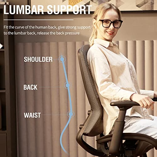 ELABEST T96 Mesh Office Chair,Ergonomic Computer Desk Chair,Sturdy Task Chair- Adjustable Lumbar Support & Armrests,Tilt Function,Comfort Wide Seat,Swivel Home Office Chair — view 3