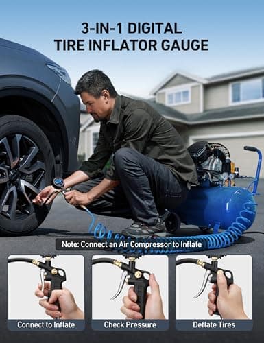 AstroAI Digital Tire Pressure Gauge with Inflator, 3-250 PSI Air Chuck & Compressor Accessories Heavy Duty with Quick Connect Coupler, 0.1 Display Resolution, 1Pack Standard — view 5