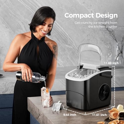 Electactic Ice Makers Countertop,26Lbs/24H,9 Cubes in 6 Mins,Portable Ice Maker Machine with Self-Cleaning,2 Sizes of Bullet Ice,Perfect for Home Kitchen(Black) — view 5