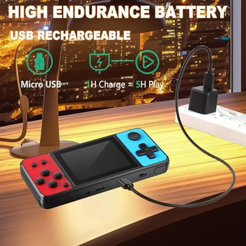 KAVOYI 32 Bit Handheld Games for Kids Built-in 139 Video Games,3.0" IPS Screen Rechargeable Portable Arcade Gaming Player,Electronic Toys for Boys Girls Birthday Xmas Gift Blue-Red — view 4