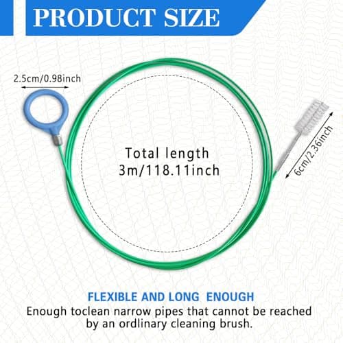 HABNVUON Auto Sunroof Drain Cleaning Tool, Car Pipe Cleaning Brush, 118 Inch Long Flexible Drain Brush Pipe Cleaners for Car, Skinny Pipe Drain Dredge Cleaning Tool for Car Sunroof, Windshields (3M)