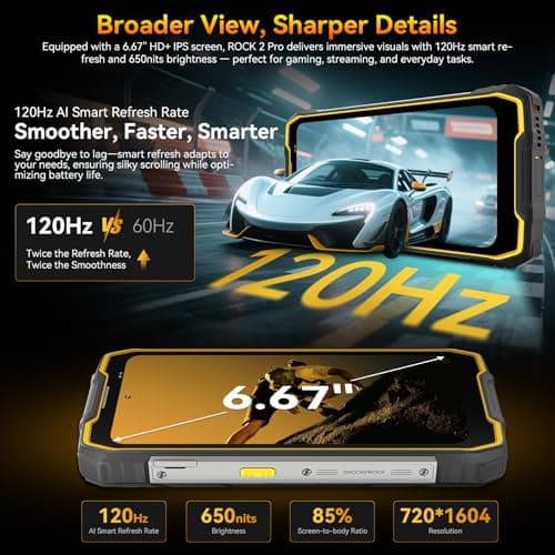 Blackview Rock 2 Pro 5G Rugged Phone Android 16, 15000mAh/33W Dual 400LM Camping Light, 32GB+256GB/2TB Rugged Smartphone Unlocked Gemini AI, 16MP+13MP 6.78" 2.4K 120Hz Glove Mode/NFC — view 8