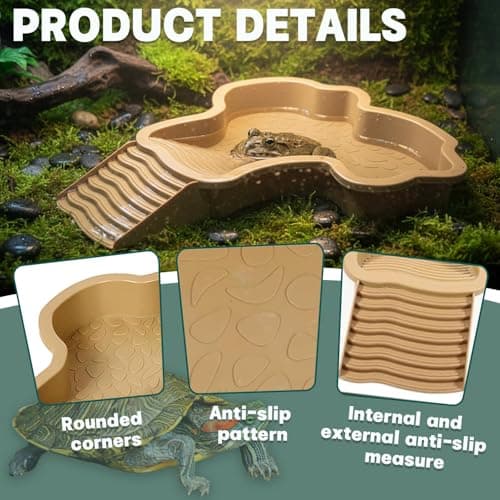 Yharnamite Large Reptile Bath Pool with Ramp, Reptile Feeding Dish Water Bowl for Turtles, Lizards, Snakes, Geckos & Bearded Dragons — view 2