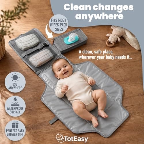 Portable Changing Pad - Changing Pad Travel Extra Long Waterproof with Storage and Wipes Pocket - Foldable Baby Diaper Changing Pad - Portable Changing Station for Travel, On-the-Go Parents & Newborns