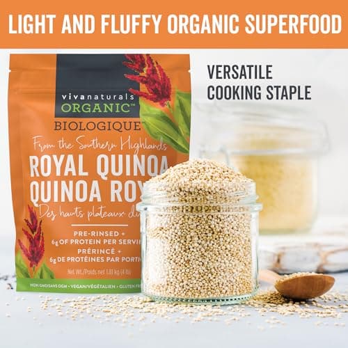Viva Naturals Organic Quinoa (4 lb) – Quinoa Organic, Non-GMO & Pre-Washed Whole Grain | Gluten-Free Vegan Plant Protein, Source of Fibre & Iron, Puffed Rice & Pasta Substitute — view 3