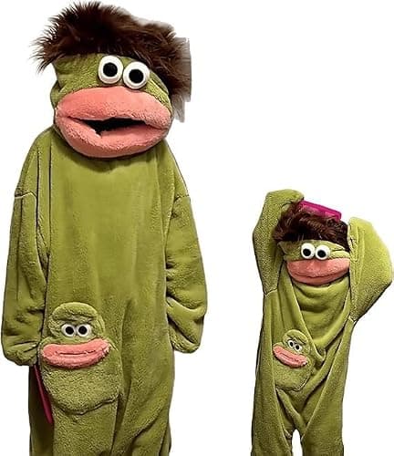 Snuggle Monster Onesie,Silly Onesie Funny Green Monster Hooded Fleece Pajamas Premium Soft Cozy Sleepwear Plush One-Piece Long Sleeves Clothes Green L — view 4