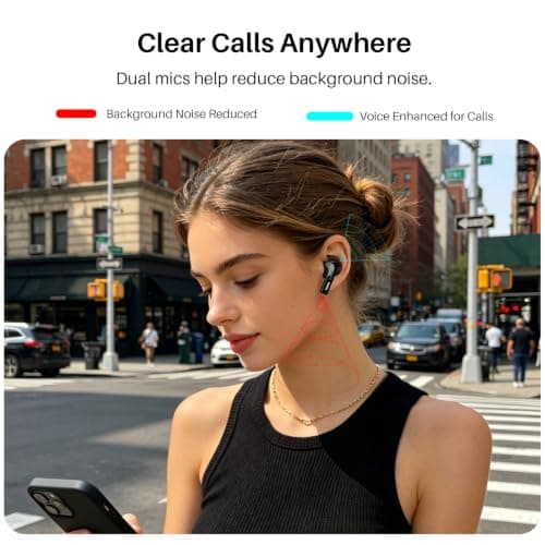TOZO T20 Wireless Earbuds, Bluetooth 5.3 Headphones with 97H Playtime, IPX8 Waterproof, Dual Mic ENC Call Noise Cancelling, Deep Bass Sound, LED Display, Wireless Charging Case