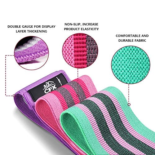 CFX Resistance Bands 3 Sets, Premium Exercise Loops with Non-Slip Design for Hips & Glutes, 3 Resistance Level Workout Booty Bands for Women and Men — view 2
