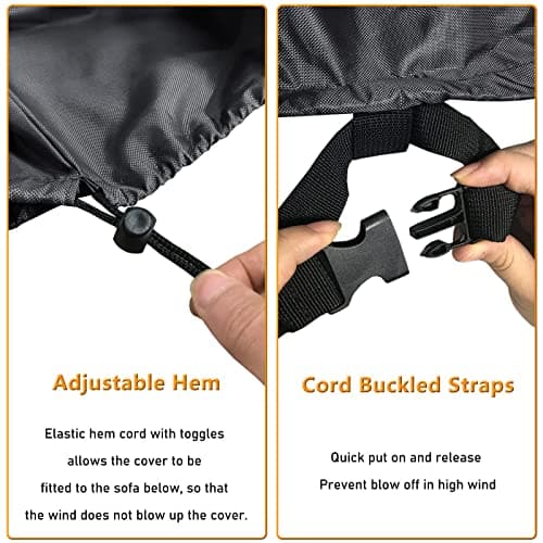 STARTWO Outdoor Waterproof Patio Furniture Covers 4-Piece Set for Chairs 32in, Loveseat 56in, Coffee Table 45in, Heavy Duty 600D, Black — view 2