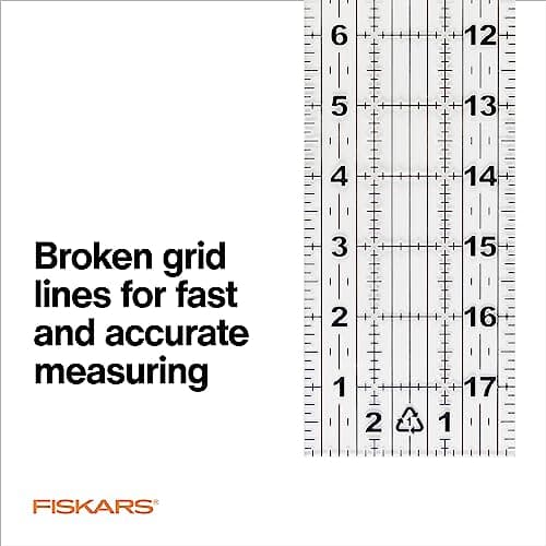 Fiskars Sewing Ruler, 3" x 18" Acrylic Ruler with Gridlines, Sewing and Quilting Supplies, Arts and Craft Supplies, Clear — view 2