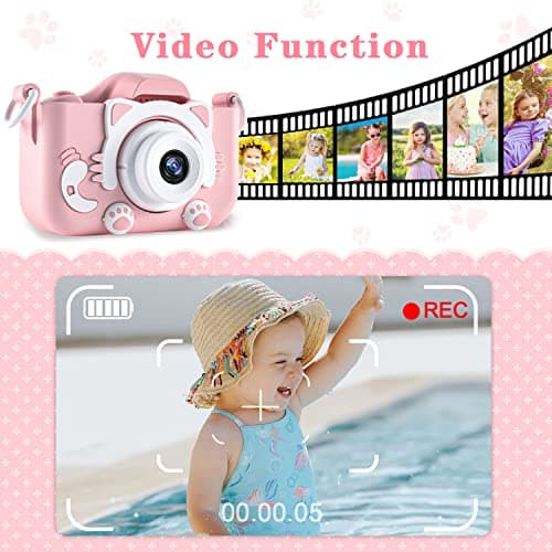 CIMELR Kids Camera Toys for 3 4 5 6 7 8 9 10 11 12 Year Old Boys/Girls, Kids Digital Camera for Toddler with Video, Christmas Birthday Festival Gifts for Kids, Selfie Camera for Kids, 32GB SD Card — view 4