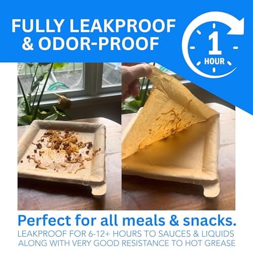 Peel Plate [5-Pack] 75 Servings Total - Large 9.5in X 9.5in Multi-Use Reusable Paper Plates 90% Less Waste For Home or On-The-Go Mealtime & Snacktime — view 2