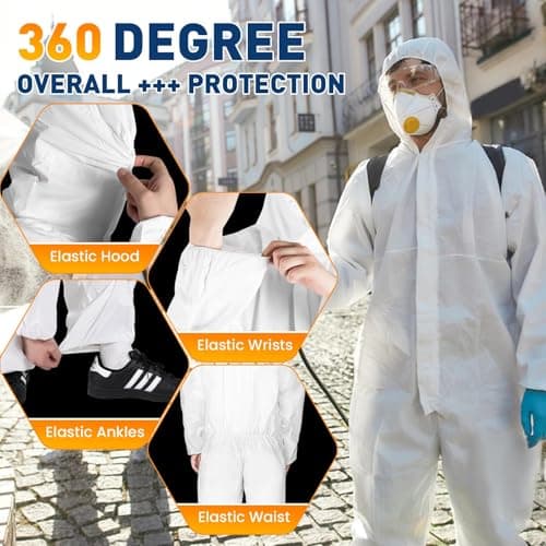 CAREGY 2 Pack Hazmat Suits Disposable Protective Coveralls, Heavy Duty Full Body Painters Suit for Men & Women with Elastic Wrists, Ankles and Hood, Available in 4 sizes-2X-Large — view 3