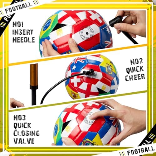 Tellingyou 1 Pack World Flag Soccer Ball Country Flags Training Ball 2026 International Multi Country Design with Pump Needle and Storage Bag for Team Practice Club Games Soccer Fan Gifts (Size 5) — view 5