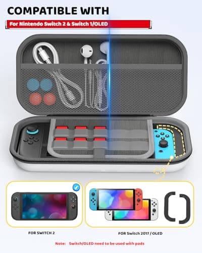 Klipdasse Switch 2 Slim Case for Nintendo Switch 2 (2025)/Switch/OLED, Hard Shell Portable Case with Soft Lining, High Capacity, Lightweight, 10 Game Slots, Durable Ballistic Nylon-White — view 2