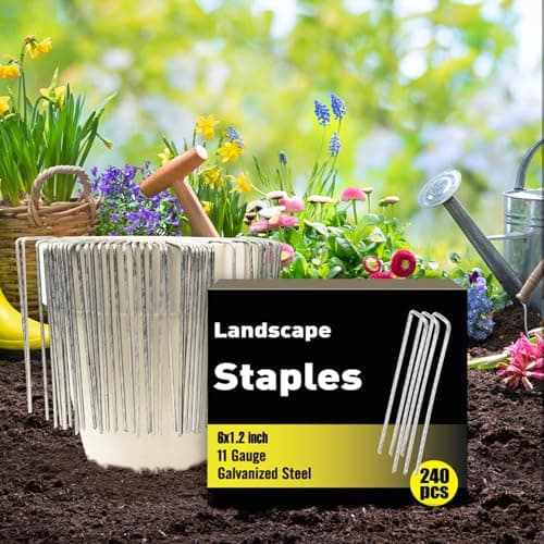 HongWay 240 Pack 6 Inch Landscape Staples, Garden Stakes Galvanized Tent Stakes Heavy Duty 11 Gauge SOD Landscaping Fabric Pins Yard Ground Lawn Staples for Plant Cover, Turf, Fence, Grass Decoration — view 2