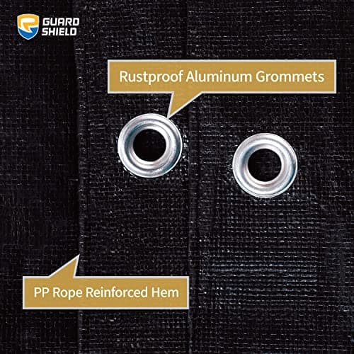 GUARD SHIELD Tarps Heavy Duty Waterproof 10x20 Feet Black Poly Tarp Cover Outdoor Thick UV Resistant Tarpaulin with Grommets 10mil — view 3