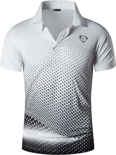jeansian Men's Short Sleeve Fit Sport Polo Tee Shirts T-Shirts Tshirt Tops Poloshirt Golf Tennis Pickleball LSL195_WhiteBlack_XL