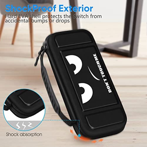 FINTIE Carrying Case for Nintendo Switch Lite 2019, [Shockproof] Hard Shell Protective Cover Travel Bag with Game Card & Micro SD Card Slots for Switch Lite Console & Accessories, Dont Touch — view 4