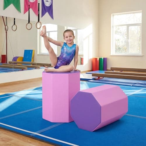 Goplus 24.5” x 26” Octagon Gymnastics Mat, Skill Shape Tumbling Mat w/Waterproof Zippered Cover & Thick Filling, Somersault Backbend Trainer for Cheerleading & Martial Arts (Purple) (Purple) — view 8