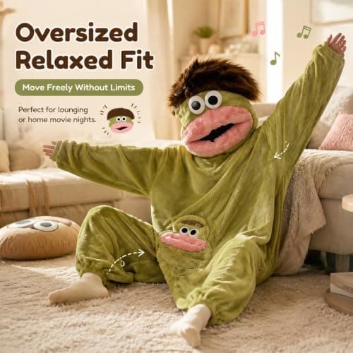 Big Mouth Monster Onesie,Adult Monster Onesie,Silly Pajamas Plush One Piece Cosplay Suit Loungewear,Soft Plush Loungewear (Purple,Large) — view 4