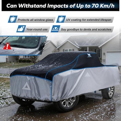 Hail Protector Car Cover for Truck(Length:up to 220inch) + Gift Windshield Sunshade, Multi-Layered EVA Hail Proof Car Cover, Padded Car Hail Protector Tacoma, C10, F100, Maverick,Gladiator etc. — view 2