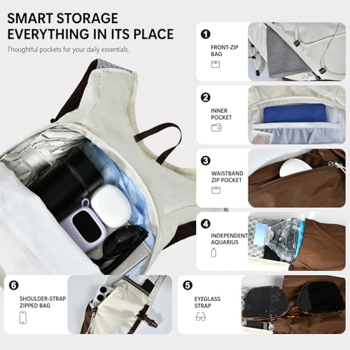 15L Hiking Backpack,Small Hiking backpack for Women(Off-white) — view 2