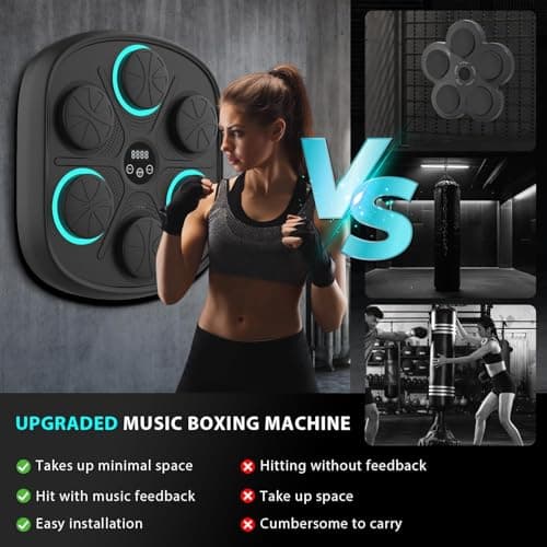 Smart Music Boxing Trainer, LED Electronic Wall Target with Bluetooth, Punching Reaction Speed Training Equipment for Home Gym, Fitness Boxing Machine for Adults Men Kids — view 4