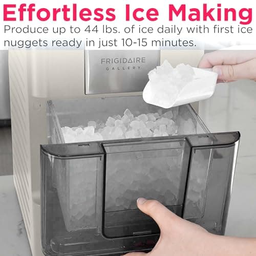 Frigidaire Nugget Ice Maker, Countertop Ice Machine with Transparent Window, Sonic Ice Maker with 44 lbs. Capacity, Auto Self Cleaning Ice Maker Machine, 2.0 Gen, Cream - 16.75D x 11.75W x 20.25H — view 5