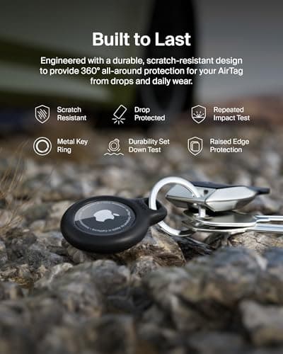 Belkin Apple AirTag Secure Holder with Key Ring - Durable Scratch Resistant Case with Open Face & Raised Edges - Protective AirTag Keychain Accessory for Keys, Pets, Luggage & More - Black — view 4