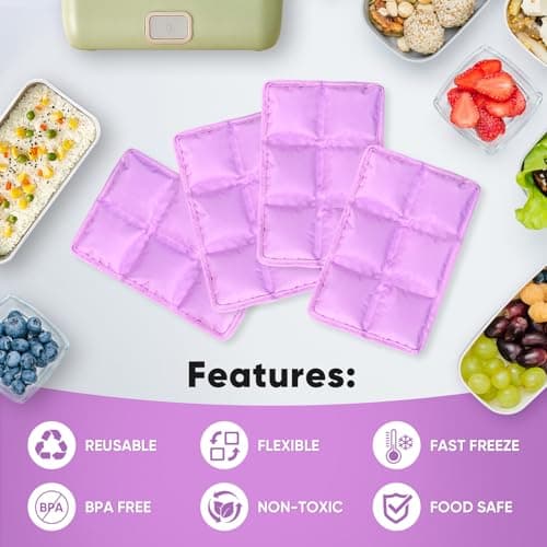 Upelf 4Pcs Reusable Ultra‑Thin Ice Packs for Lunch Boxes & Cooler, 6"x4"x0.7" Leakproof Foldable Cooling Packs, Space‑Saving Cold Packs for Food Storage, Picnic — view 4