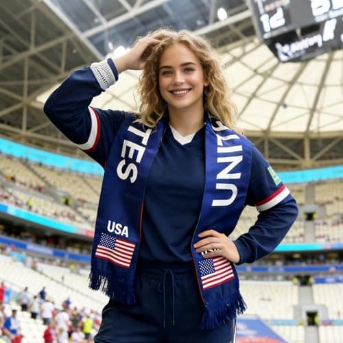 Myswunder USA Soccer Fan Scarf - Double-Sided Team USA Supporter Scarf for 2026 International Soccer Matches & Game Day — view 3