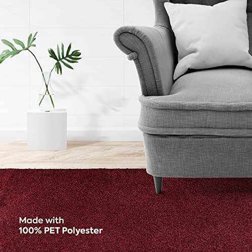 Ambiant Pet Friendly Solid Color Area Rugs Burgundy - 1.5' x 2.25' (18''x27'') Rectangle Mat, Indoor, Perfect for Living Room, Bedroom, Dining Room, Entryway, Doorway, Pet & Kids Friendly Rug — view 4