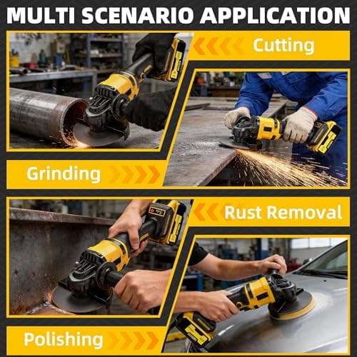 Cordless Angle Grinder: Brushless Angle Grinder with 2X Batteries＆Charger, Power Angle Grinders for Cutting, Rust Removal, Grinding, and Polishing — view 4