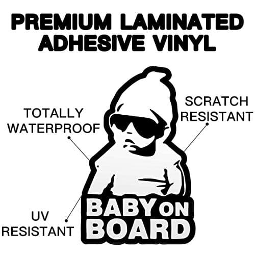 Baby on Board Sticker for Cars (2 PCS) Baby on Board Sign Decal No Need for Suction Cup or Magnets Strong Adhesive/Removable/Reflective/Waterproof — view 3