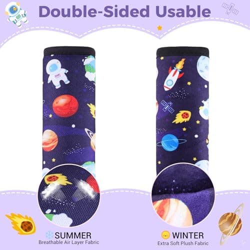 COOLBEBE Car Seat Straps Shoulder Pads for Baby Kids, Super Soft Velvet Seat Belt Covers for All Car Seats/Pushchair/Stroller/High Chair, Blue Space — view 2