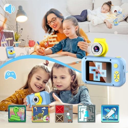 ARNSSIEN Kids Camera, Toddlers Digital Toy Camera with 180° Flip Lens, 2.4 Inch IPS Screen, Birthday Festival Present for 3 4 5 6 7 8 9 10 11 12 Year Old Girls & Boys, X101(Blue) — view 5
