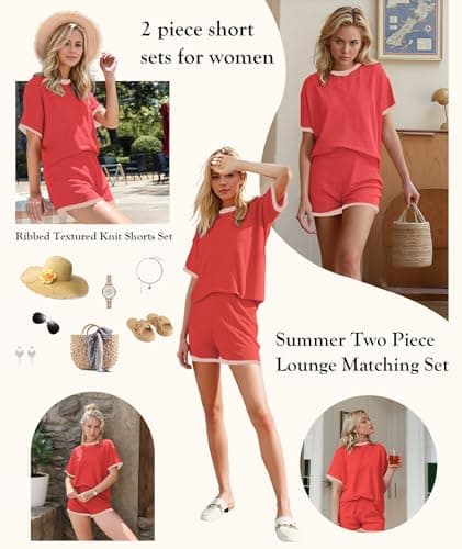 MARZXIN Women Two Piece Set with Vertical Stripes, Daily Wear Vacation Travel Airport Outings Pocket Cruise Outfits Loungewear to Street Comfy Postpartum maternity Lounge Sets Orange Patchwork1 M