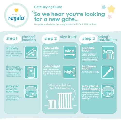 Regalo Easy Fit Plastic Adjustable Extra Wide Baby Gate, Award Winning Brand, 23 Inches Tall, Fits Openings Between 28 to 42 Inches, Pressure Mounted — view 9