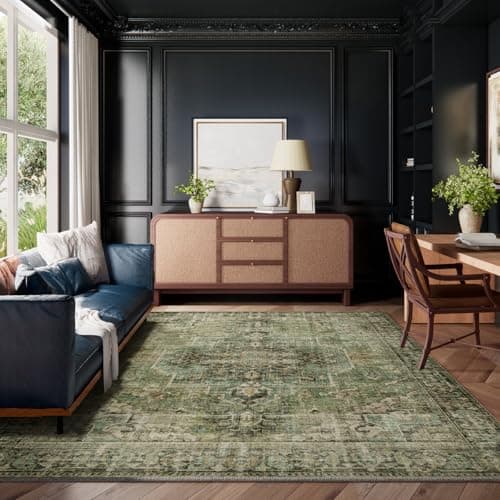 6x9 Area Rugs for Living Room: Washable Bedroom Rug Boho Vintage Rugs Stain Resistant Non Slip Low Pile Soft Lightweight Carpet for Kitchen Dining Room Farmhouse Nursery Kids Room — view 5