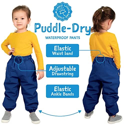 Jan & Jul Waterproof Rain Pants for Girls, Kids' Lightweight Splash Pants (Single-Layer: Dusty Pink, Size 5T) — view 3