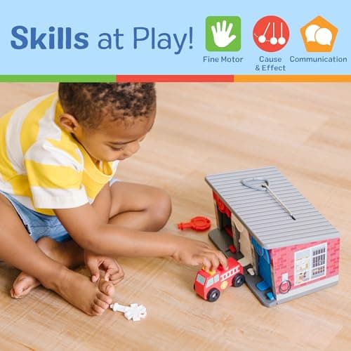Melissa & Doug Toy Keys and Cars Wooden Rescue Vehicles and Garage (7 pcs) Toddler Pull Back Toys, Toy Garage for Kids Ages 3+ — view 4